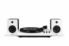 Gemini Bluetooth Vinyl Record Player Stereo System Home Turntable White Speakers