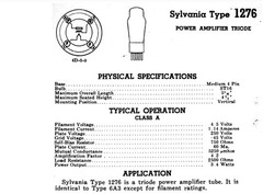 1276 Sylvania Tube (WESTERN ELECTRIC 205D SUB) ALTEC NOS Power Amplifier RARE