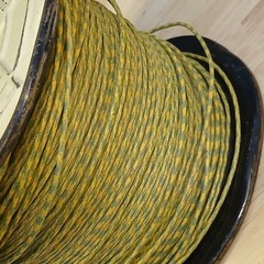 Near Full Roll Western Electric 20 Gauge Cloth Covered Wire Green Yellow Stripe