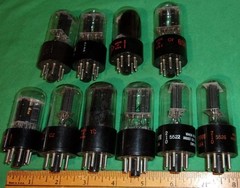 (10) CBS 6SN7GT Twin Triodes Black Plates! Tall Bottle! HICKOK TESTED! (1950s)