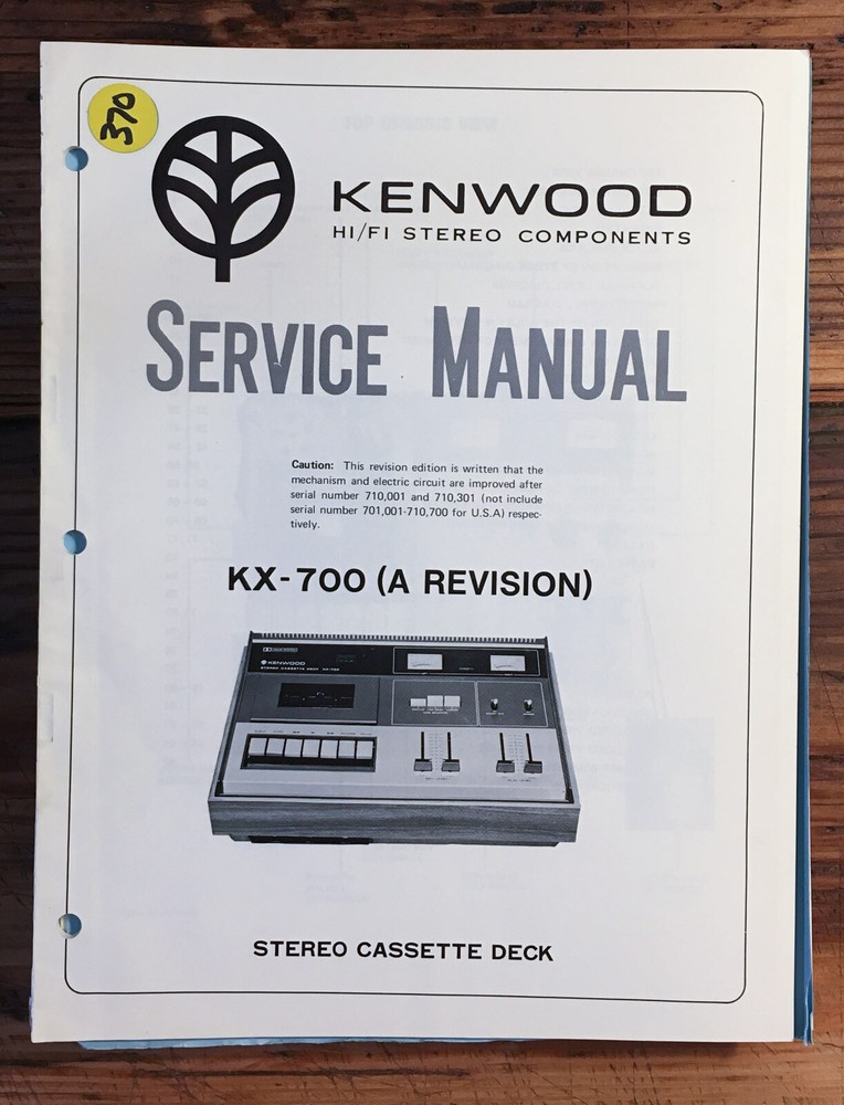 Kenwood KX-700A KX-700 A Cassette Service Manual *Original*