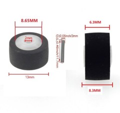 5PCS 13×8.3X6.3x2mm Pinch Roller with Metal Axle for Akai Sony Sharp Sanyo