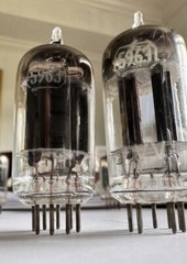 Platinum Matched Pair Black Plates 5963 12AU7 [] Getters 1954 ‘lansdales’