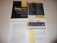 McIntosh Mac 1700 Receiver Brochure 4 pages, Specs/Info/Articles 1968