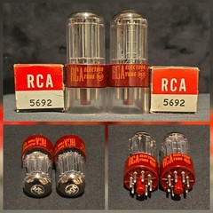 RCA 5692 6SN7 GT TUBE 1960s 10,000 HOUR RED BASE MATCHING SET NIB