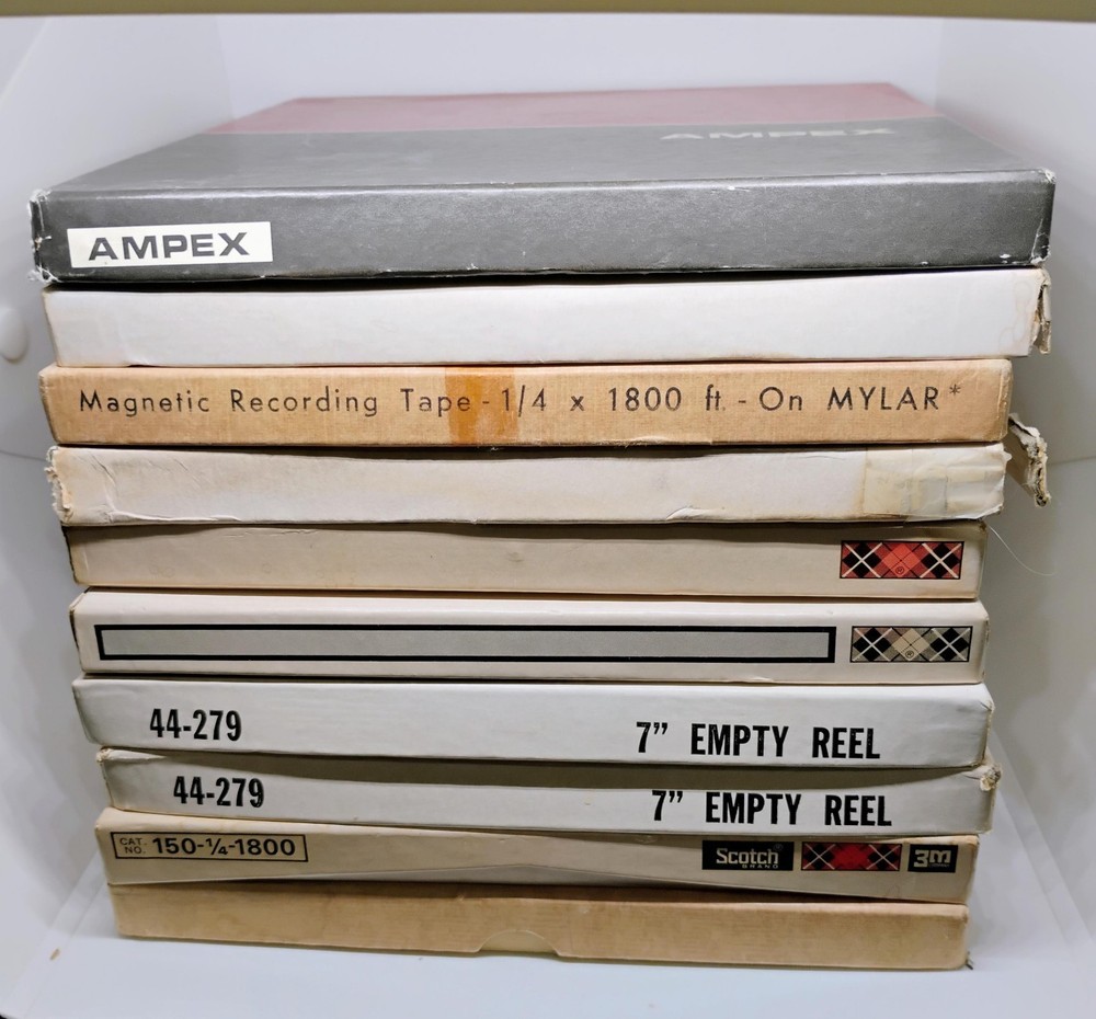 Lot Of 10 Used 7″ Very Good Condition Reel To Reel Assorted Brands & Box Aged