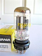 SYLVANIA 6SN7GTB AUDIO VACUUM TUBE BLACK T PLATE O GETTER, COIN BASE TV-7 TESTED
