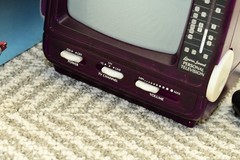 Vintage Lenoxx Sound TV-5I 5” Portable CRT Television Clear PURPLE Retro TV