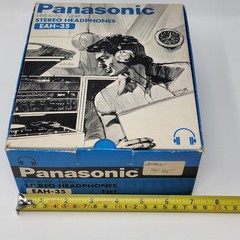 NOS Vintage Panasonic EAH-35 Velocity Type Stereo Headphones Retro Silver Black