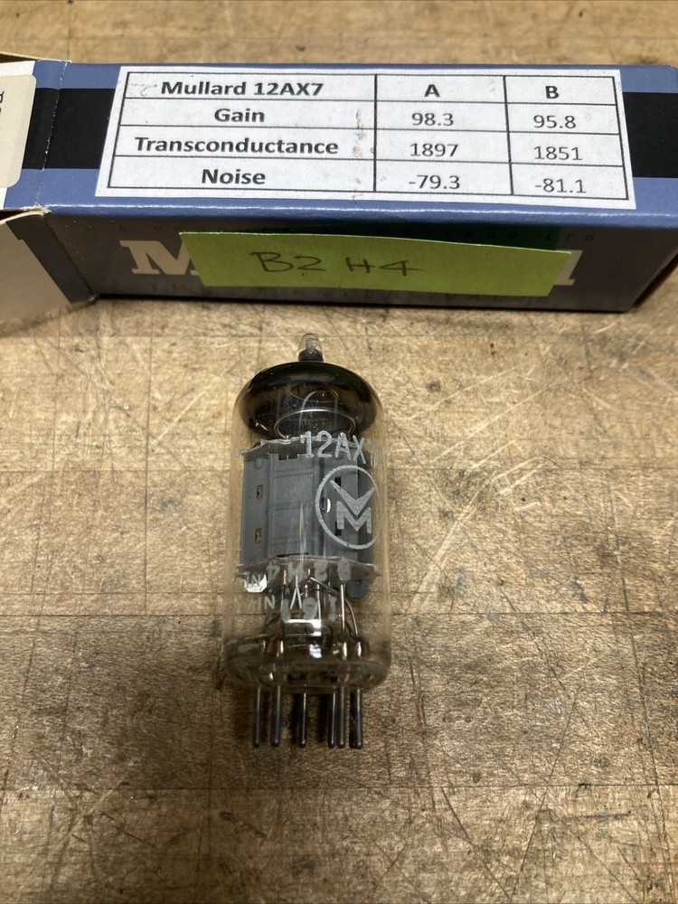 1962 Mullard 12AX7 ECC83 Tube Short Plate O getter. Maxi-Preamp 2 Tested.