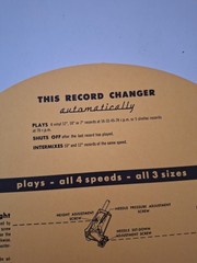 Vintage Paper Disc Record Changer Instructions Vibrant Yellow! Part No. 31545-4