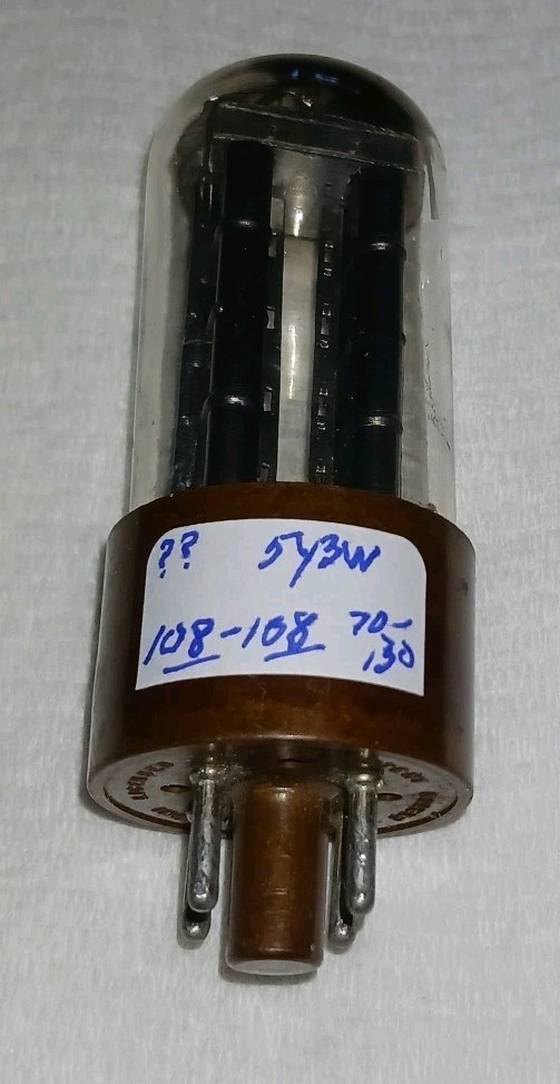 5Y3W DUAL RECTIFIER VACUUM TUBE FOR RADIO,TV,AMPLIFIER USE UNKNOWN BRAND TEST OK