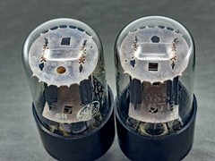 (2) GE 6SN7GTB Short Bottle Tubes Ring Sidegetters Bridged Filament Test Strong