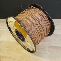 Near Full Roll Western Electric 20 Gauge Cloth Covered Wire Green / Red Stripe