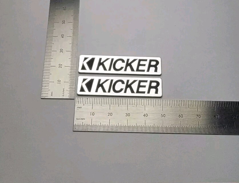 Kicker Speaker Badge Logo Emblem 2″ Brushed Silver Pair Custom Made
