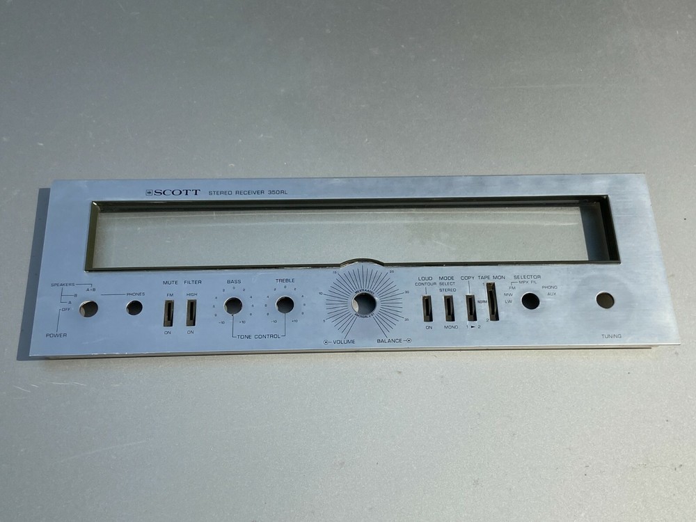 Scott 350RL Receiver Parts – Faceplate in great condition complete w/ glass