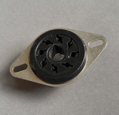 Vintage AMPHENOL 8 pin Octal Tube Socket, with clip washer and mounting plate