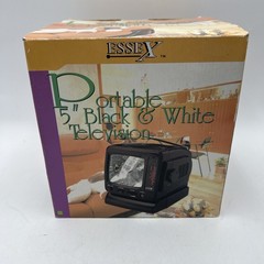 Essex Portable 5″ Black And White Television TV With Power Cable & Box Tested