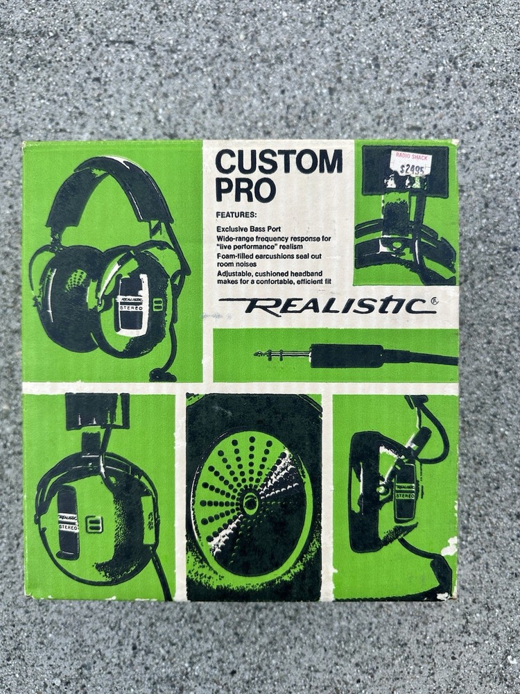 Realistic Custom Pro Stereo Headset 1970s Adjustable Headband 10ft Cable Brown