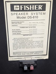 Fisher DS-810 3-Way Bass Reflex Hi-Fi Studio Standard 5-50W 8 OHM Speaker (Pair)