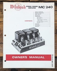 McIntosh MC-240 MC240 Amplifier Original Issue Owners / User Manual *Original*