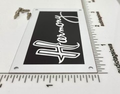 Harmony Amplifier Badge White Aluminum Custom Reproduction with Screws