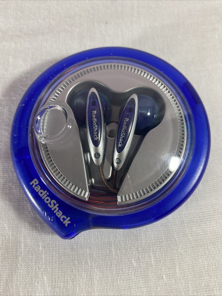 RadioShack Stereo In-Ear Earbuds With Windup Case 33-1170 Blue