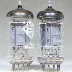 Matched Pair Telefunken ECC83/12AX7 Long Ribbed Plate Germany Diamond on Bottom