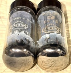 Matched Pair 1960s Mullard xf2 OO Getter EL34 Tubes Test NOS TV7=51/51 @ 36/37ma