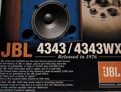 JBL 4343 (WX) 4 Way Horn Studio Monitors Poster 19″ x 13″ Audiophile Vintage ’76