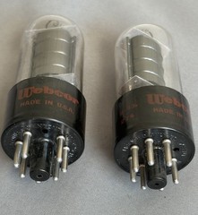 Matched Pair RCA 6V6GT Tubes Clear Top & Glass Black plates, Webcor labeled 1965