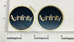Infinity Speaker Grill Badge Logo Emblem Round Pair Gold Aluminum