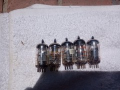 (5) Amperex 6DJ8 Tubes Dimple Disc Getter ALL TEST STRONG