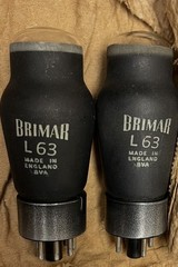 VERY RARE NOS GLASS TUBES MATCH PAIR L63 / 6J5G BRIMAR VINTAGE 1950’S [] GETTERS