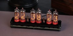 Nixie tube clock. IN-14 6 digits tubes. Carbon fiber case. USB-type C