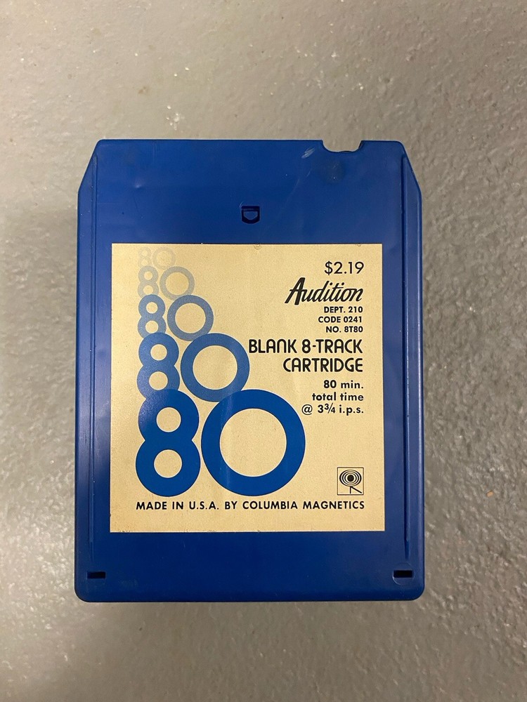 VERY RARE Blank 8-Track Tape Columbia Magnetics 80 Minutes NIB TESTED WORKS