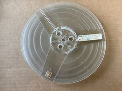 Vintage 7-Inch Take-Up Tape Reel Empty reel-to-reel Clear Plastic w/ Label