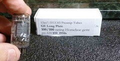 50s GE 12ax7 Long Grey Plate Horseshoe-Getter 100/100 each side