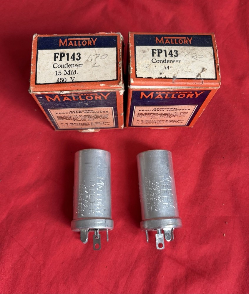 NOS MALLORY 15 uF 450V Capacitor good! type F.P. but without Paper Label 1″ dia