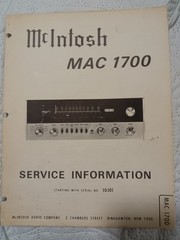 MCINTOSH MAC 1700 Receiver Service Manual Original