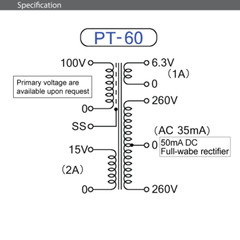 Hashimoto PT-60 Power Trans With electrostatic shield/magnetic shield