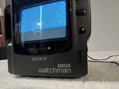 Vintage 1990s Sony FD-525 MEGA Watchman Black And White TV + AM/FM Radio