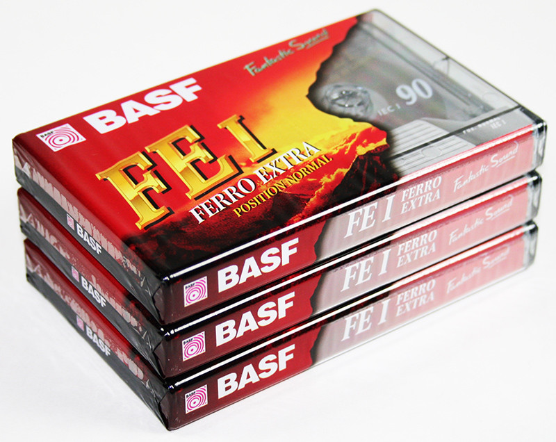 3 BASF FE I FERRO EXTRA 90 MINUTE AUDIO CASSETTE TAPES – N.O.S. FACTORY SEALED