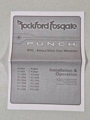 Rockford Fosgate Punch Subwoofer Enclosure Installation Reference Booklet Manual