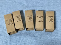 10 NOS RCA JRC 9001 Vacuum Tubes Black Plate Square Getter WW2 Box Dated 1945