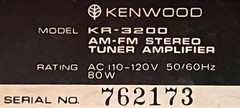Vintage Kenwood KR-3200, 13 W AM/FM Stereo Receiver, 1972, Pro. Serviced