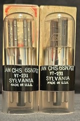 SYLVANIA 6SN7 GT VT-231 TUBE JAN CHS 1940s TOUGH DOG WHITE LABEL MATCHED SET