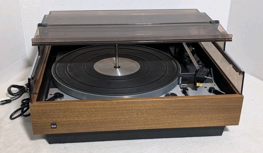 DUAL 1229 Turntable Ch21 Folding Dust Cover Walnut Auto Stop Start Shure M91ED