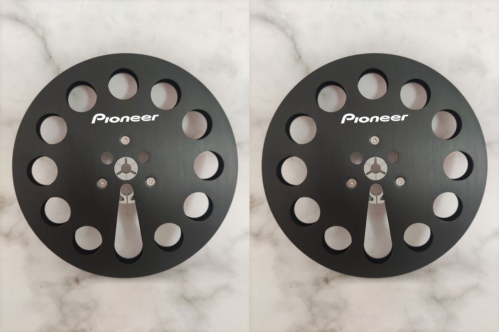 One Pair Pioneer Black 7” Tape Reel Light Metal Aluminum Take Up Reel