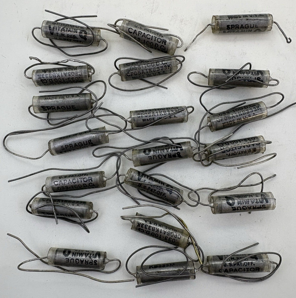 Lot of 20 Sprague Vitamin Q .033uF 100V PIO Capacitors CP05A1KB333K NOS?